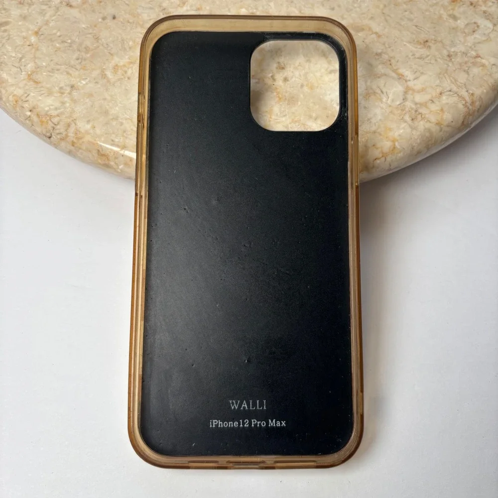 Walli iPhone‎ 12 Pro Max Case Tan Cream Checkered Strap Card Slot